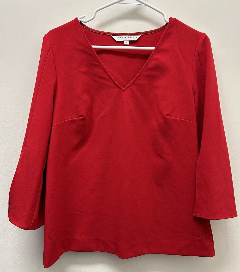 Trina Turk Women’s Red V-Neck Top Size Small